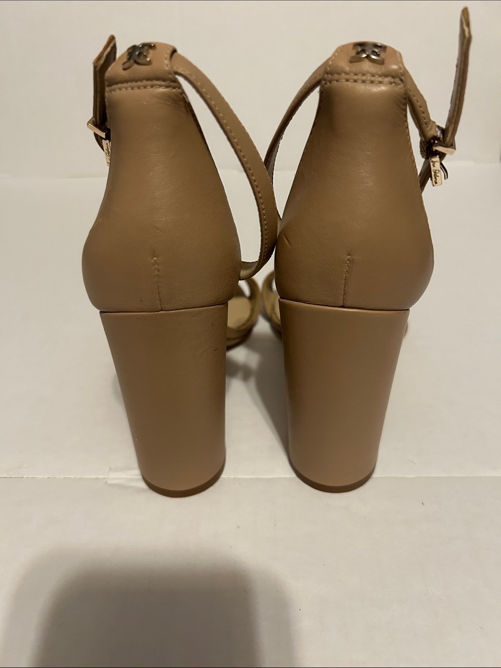 Sam Edelman Yaro Nude/Tan Block Heel Ankle-Strap Sandals - Picture 3 of 5